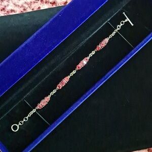 Pure Pink Mystic Topaz Toggle Clasp Bracelet in 925 Sterling Silver 6.5"